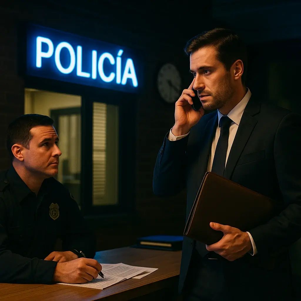 Abogado penalista en Vigo asistiendo a un detenido en comisaría de Policía Nacional