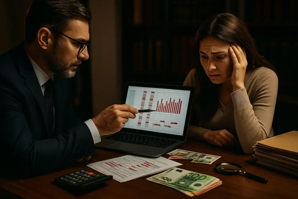 Abogado penalista en Vigo analizando un caso de estafa y delito económico con su cliente