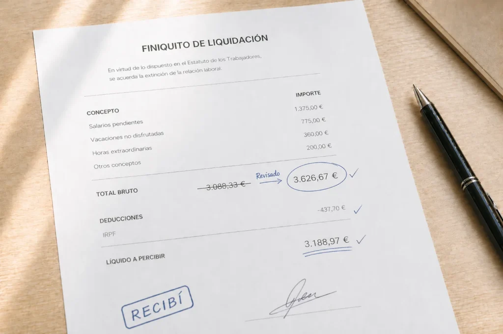Revisión de finiquito e indemnización por despido en Vilagarcía de Arousa — Lexgalia