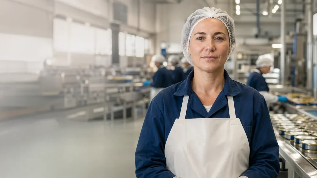 Trabajadora del sector conservero en Vilagarcía de Arousa, imagen de apoyo para asesoramiento laboral de Lexgalia